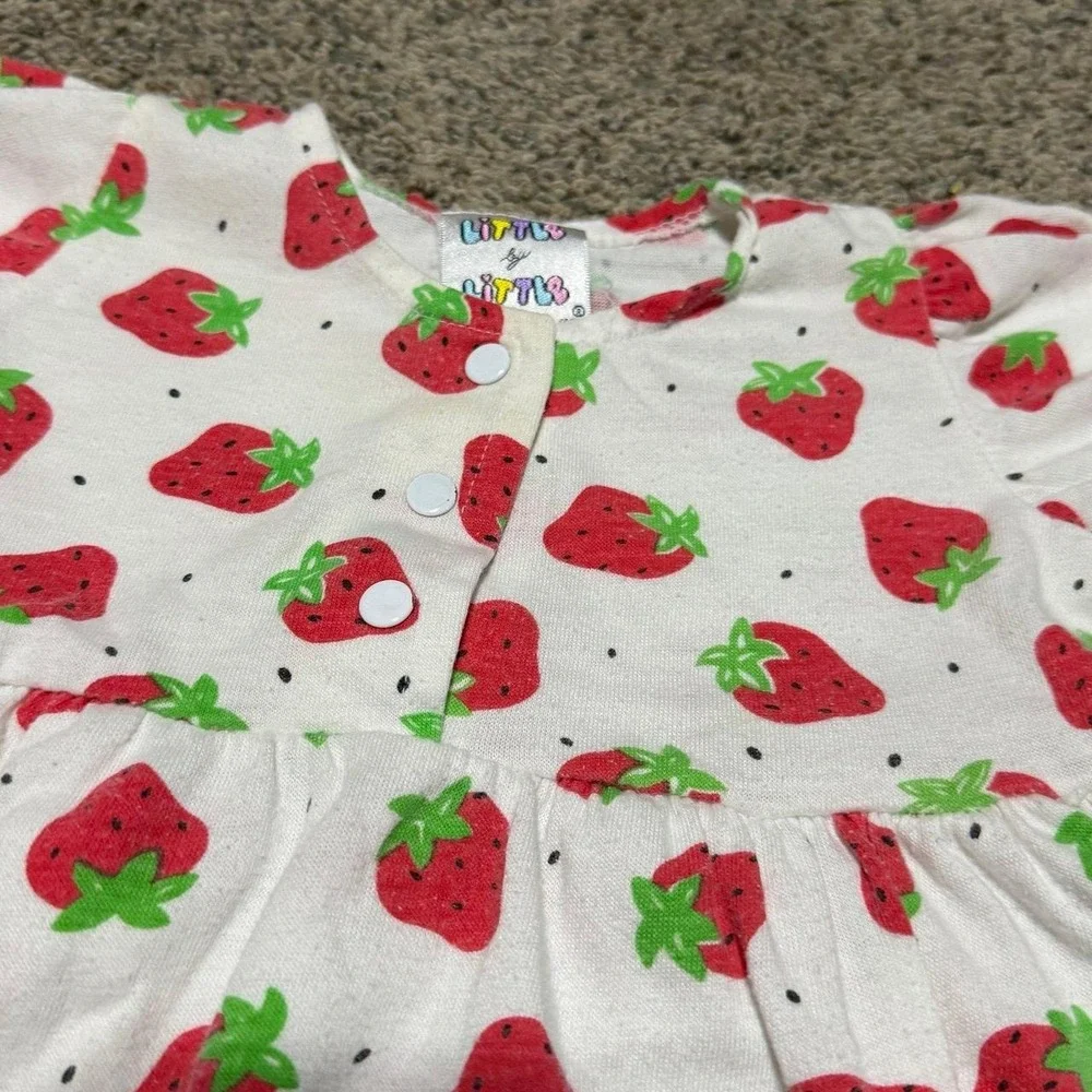 Vintage Little by Little Baby Strawberry Bubble Romper 6/9M 90s Cottagecore